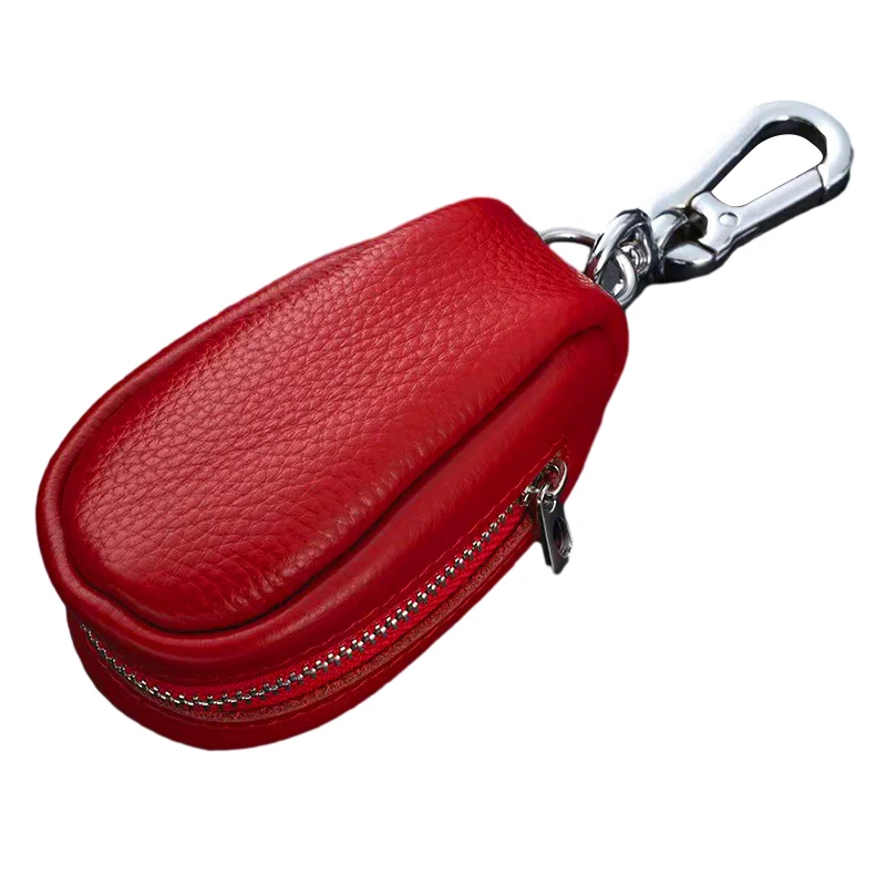 

Creative Premium Genuine Leather Car Key Case Men Women Universal Car Keys Accessories Zipper Mini Door Key Cover