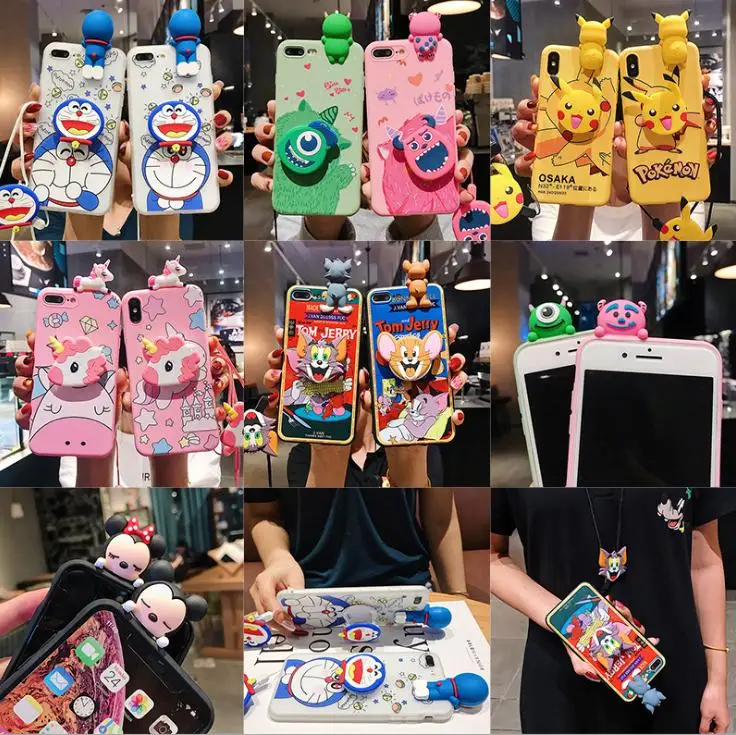 

Cartoon mobile phone case is suitable for iPhone11/11X/XS doll hanging rope protection holder