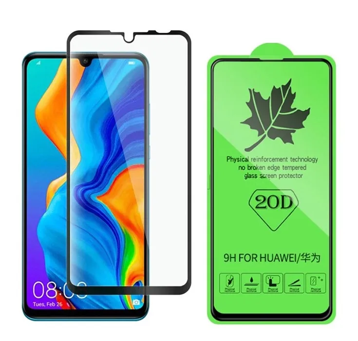 

20D Curved Tempered Glass Screen Protector Film For Huawei P30 Lite Mate 40 P Smart 2021 Honor V30 Nova7 Mobile Phone Protective