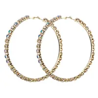 

2019 Women Jewelry New Arrival Big Large Silver Plated AB Color Rhinestone Diamond Hoop Earrings