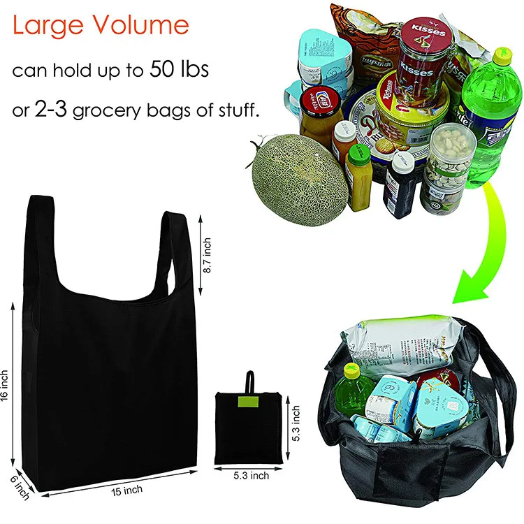 Waterproof Custom Logo Grocery Organic Eco Friendly Folding Polyester