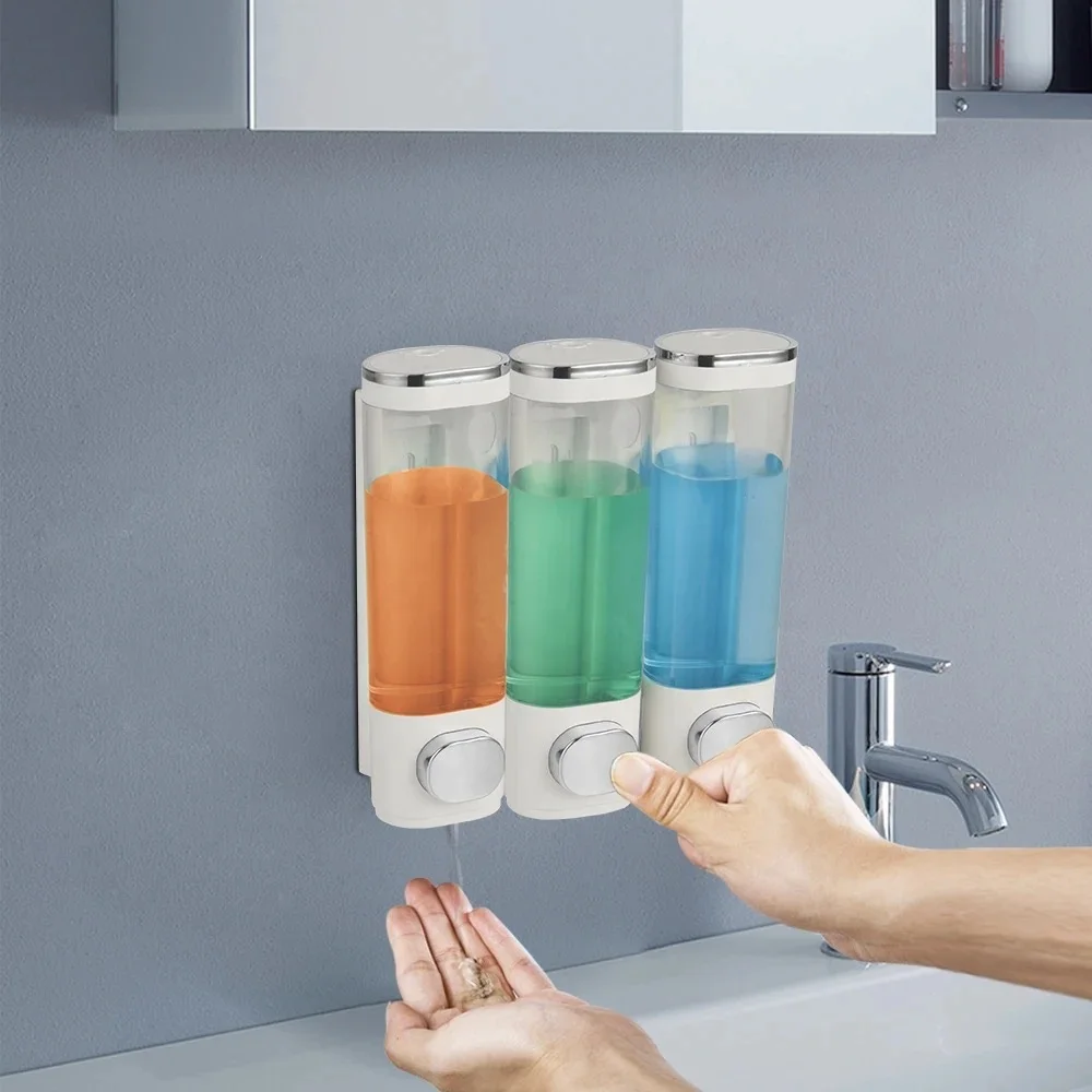 Easy Squeeze Simple Human Plastic 3 In1 Wall Mount Commercial Manual Liquid Hand Soap Dispenser with Pump for Hotel Toilet