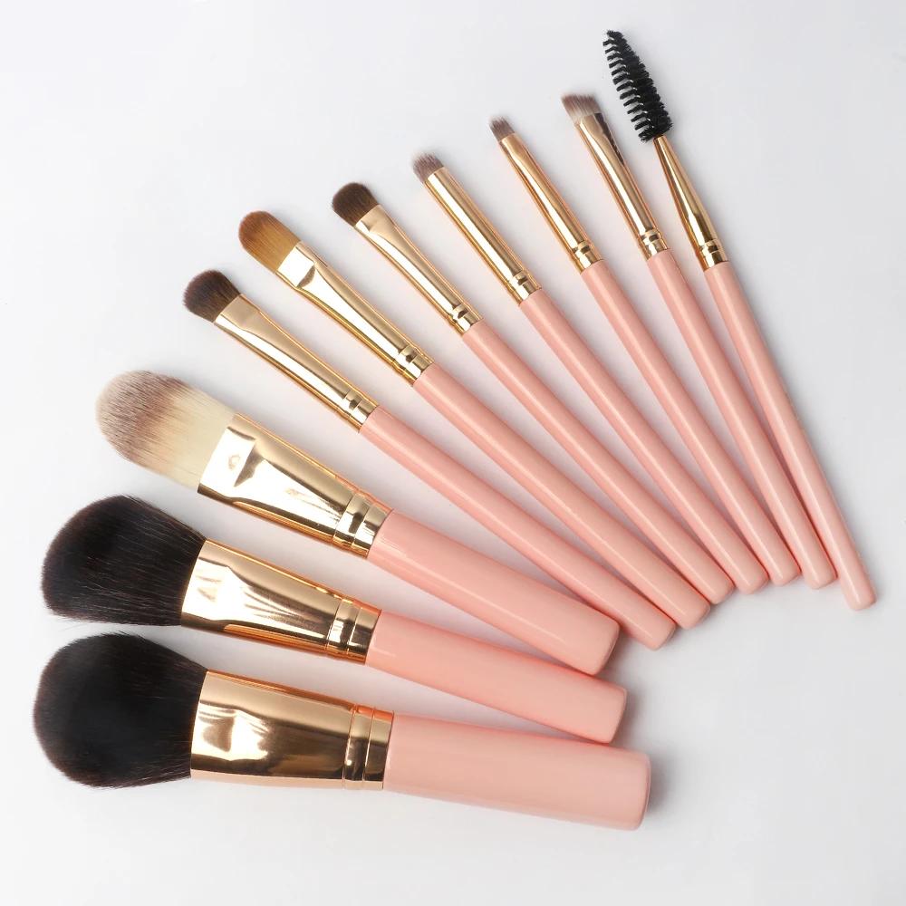 

Cheek 10 Pcs Round Travel Size No Shed Unique Cruelty Free Professional Eyebrow Powder Eco Friendly Hot Pink Makeup Brush