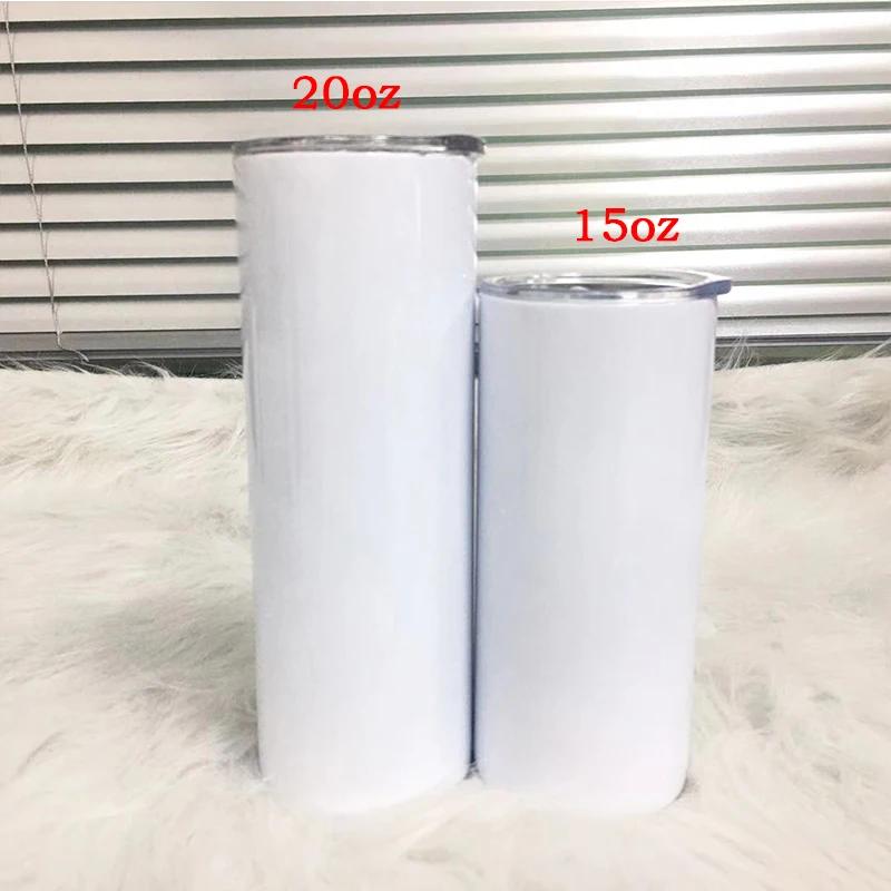 

RTS 20oz Blank Sublimation Skinny Tumbler Stainless Steel Vacuum Insulated Beer Mugs Double Wall Wine Tumbler, White blank