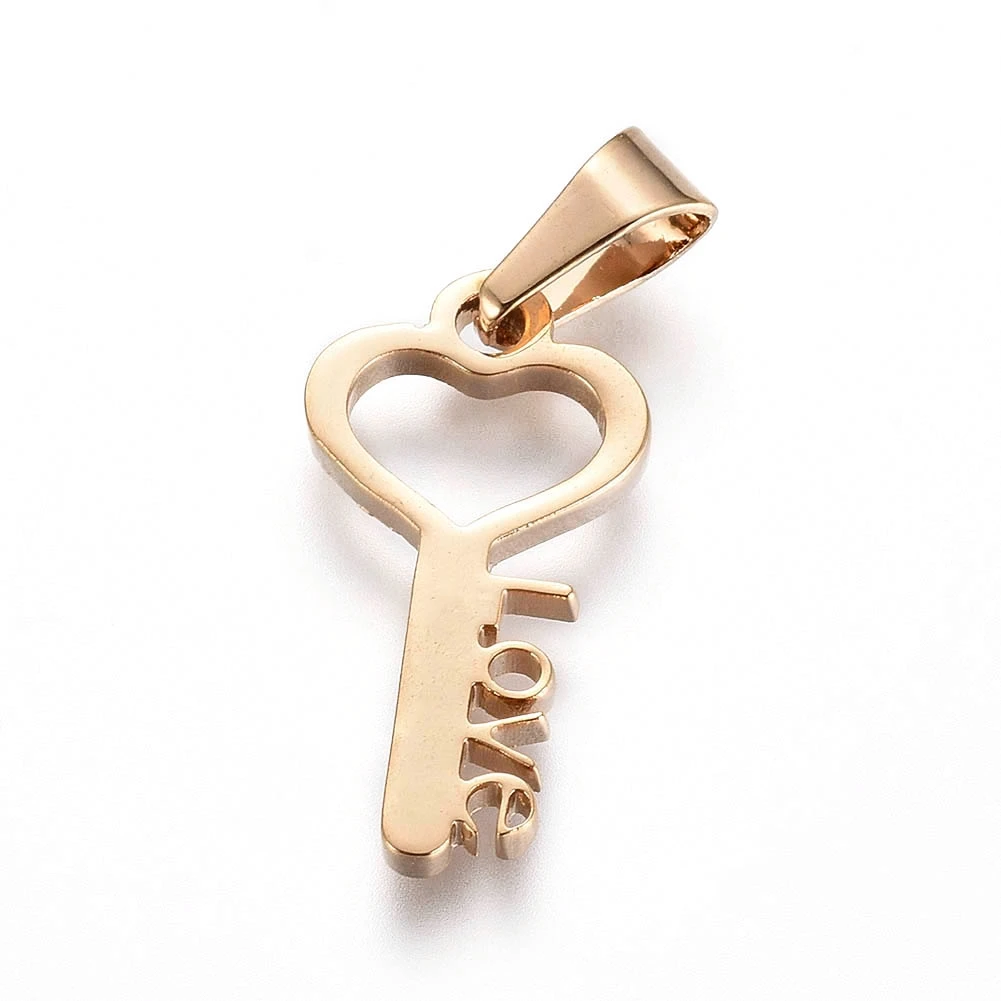 

PandaHall Valentine's Day Theme Heart Shape Key Golden Pendants