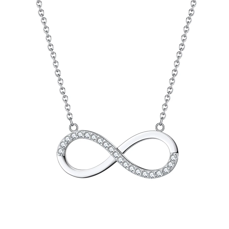 

RINNTIN SN192 Fashion Gift Women Jewelry Brilliant CZ Infinity Pendant 925 Silver Necklace 2020