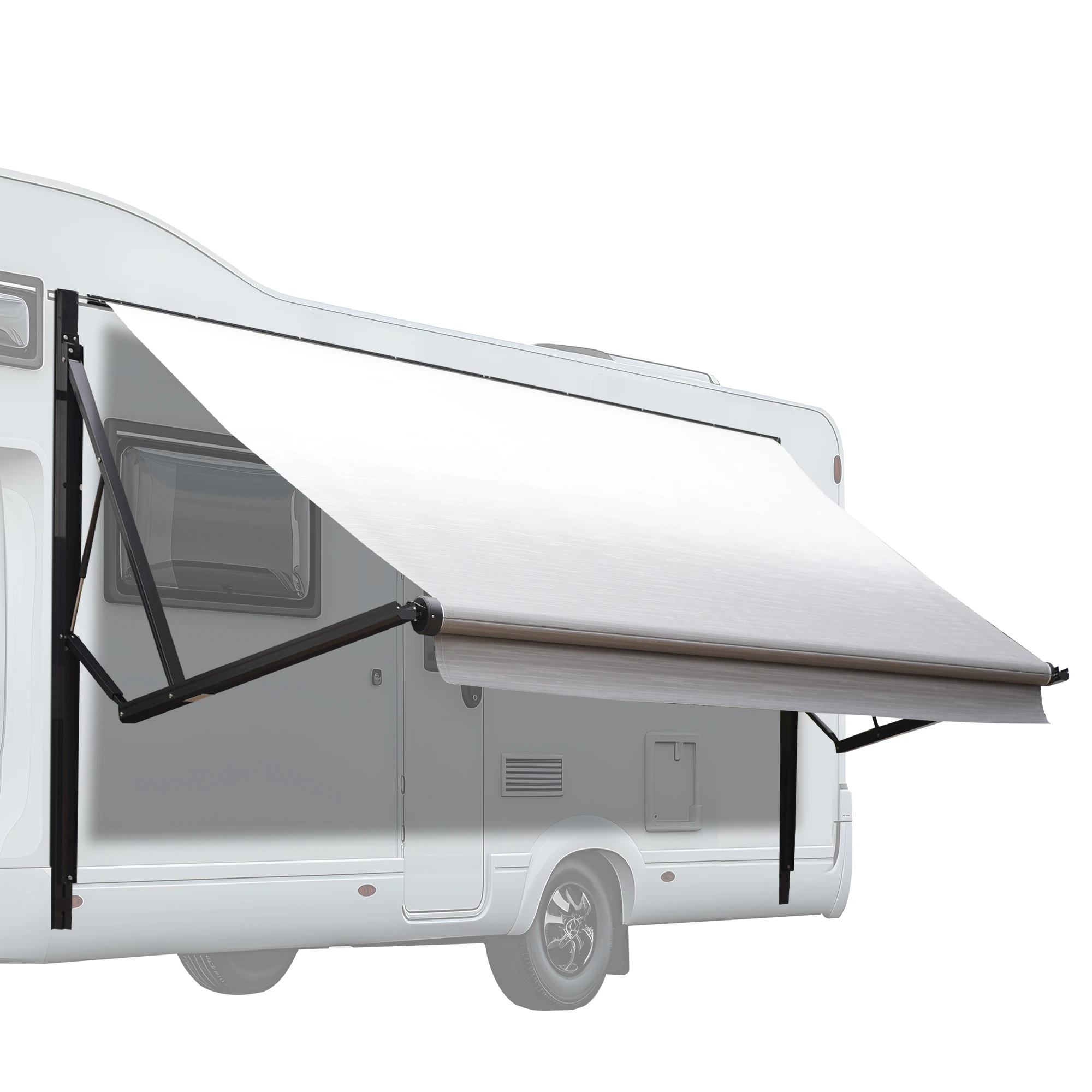 Awnlux White Motorized Modular Retractable Motorhome Trailer 5th Wheel RV Awning with Ocean Blue Fabric