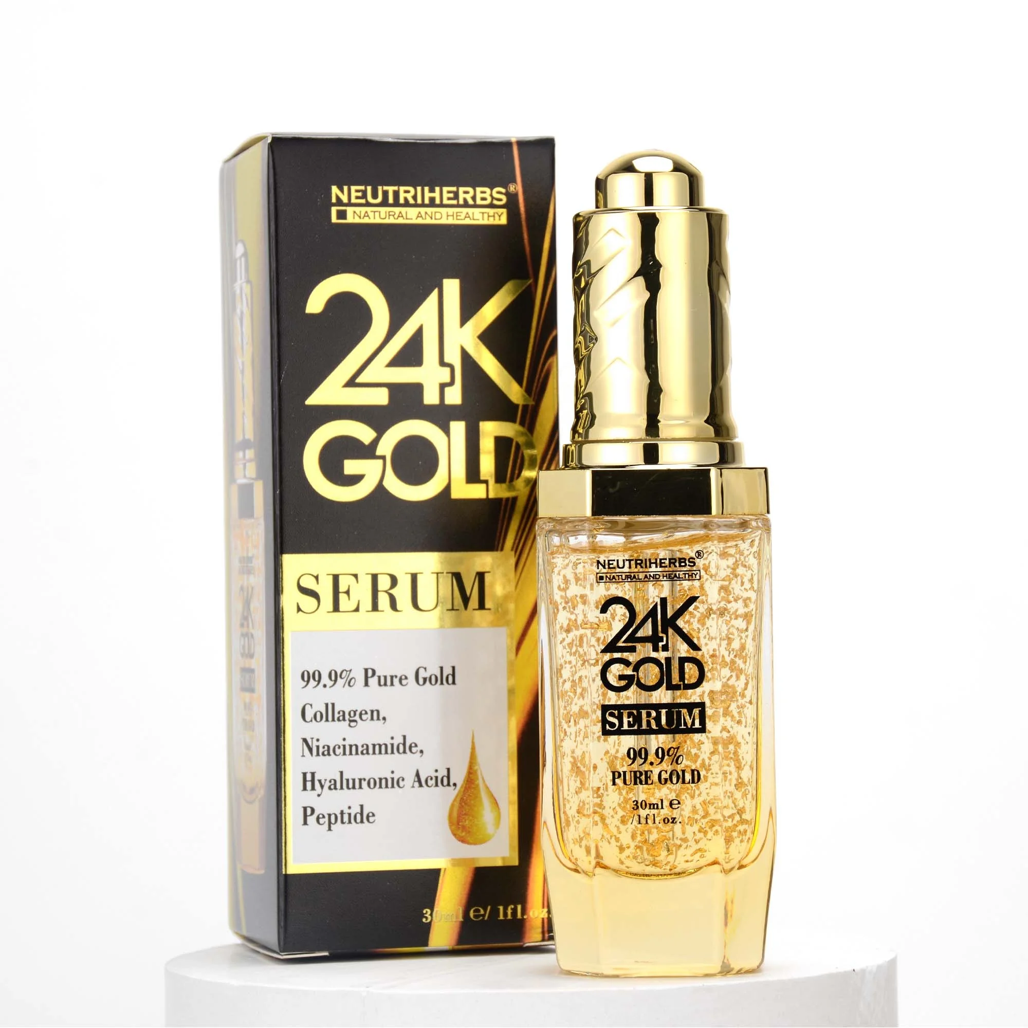 

Neutriherbs Hyaluronic Acid Deep Hydrating Collagen Facial Anti Aging Wrinkles Glowing Brightening Face 24K Gold Serum