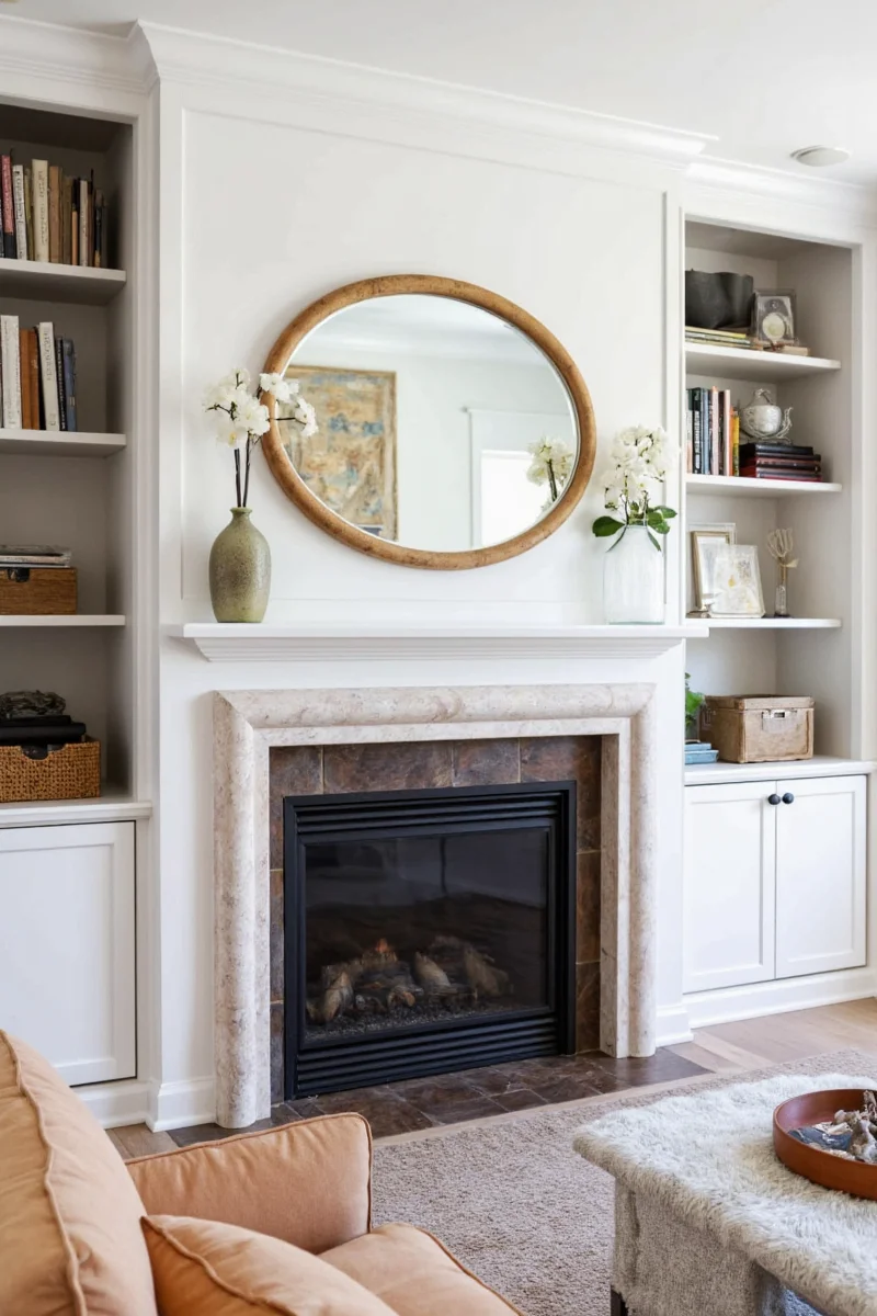 Built-in cabinets in a modern family room