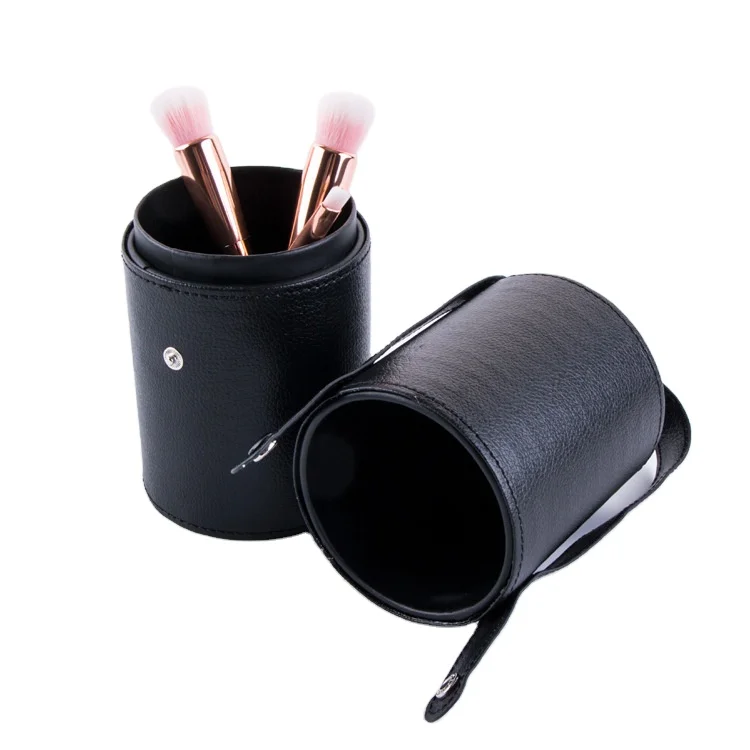 

Fashion PU Marble Cosmetic Makeup Brushes Holder Nail Brushes Cylinder Holder, Black