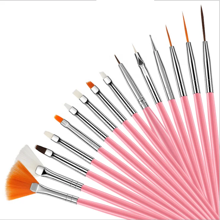 

Cheap 15pcs/set professional Acrylic nail art brush Nail Art Painting Pen, 4 colors