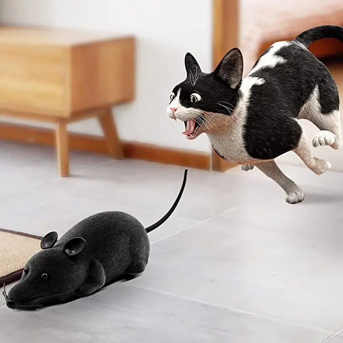 

Interactive Motorised Cat Toy Wireless Remote Control Mouse House Cat Toy Electric Simulation Mouse Pet Toys, Black,grey,khaki.