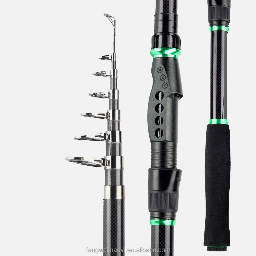 

Travel Ultralight 1.8M 2.1M 2.4M 2.7M 3.0M 3.6M Carp Sea Telescopic Pole Carbon Portable Spinning Fishing Rod, Black