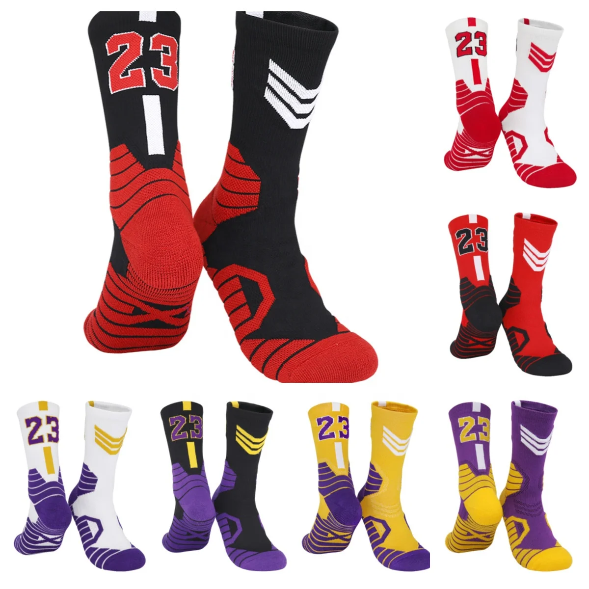 

A5023 High Quality Customizable Logo Sublimation Autumn Thicken Short Socks Thick Basketball