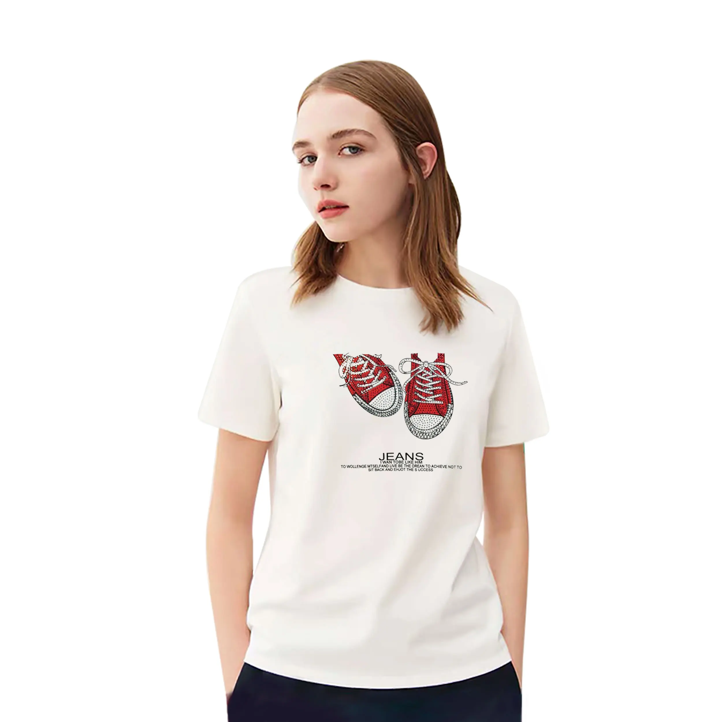 

2021 Ladies Women Short Sleeve White T Shirt Custom Logo Summer Graphic Tee 100% Cotton T Shirt, Customized color