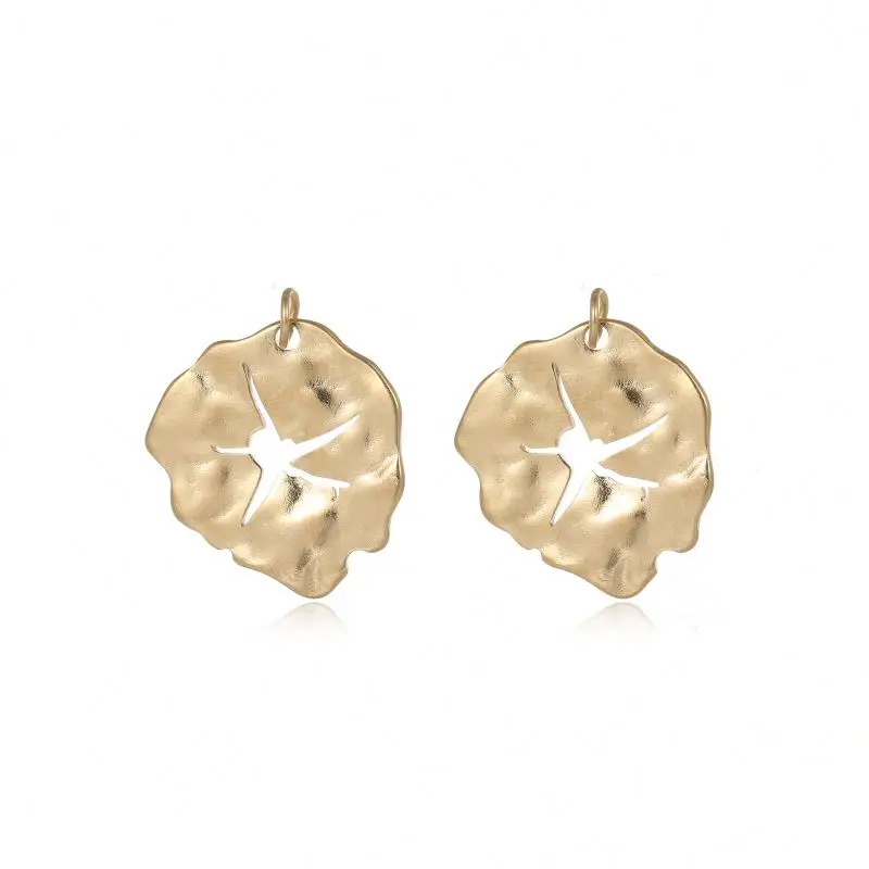 

Gold Plated Small Dried Leaf Stainless Steel Earring Necklace Pendant Charm Female Fashion Minimalist Accessories