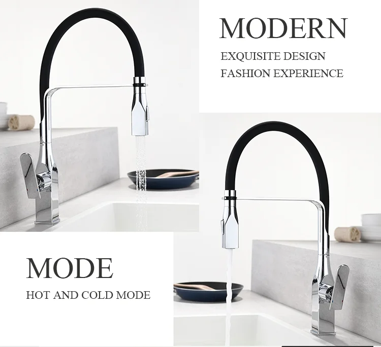 Efficient Profissional Sink Brass Best Copper Mixer Tap Square Kitchen Faucet With Pull Down Sprayer