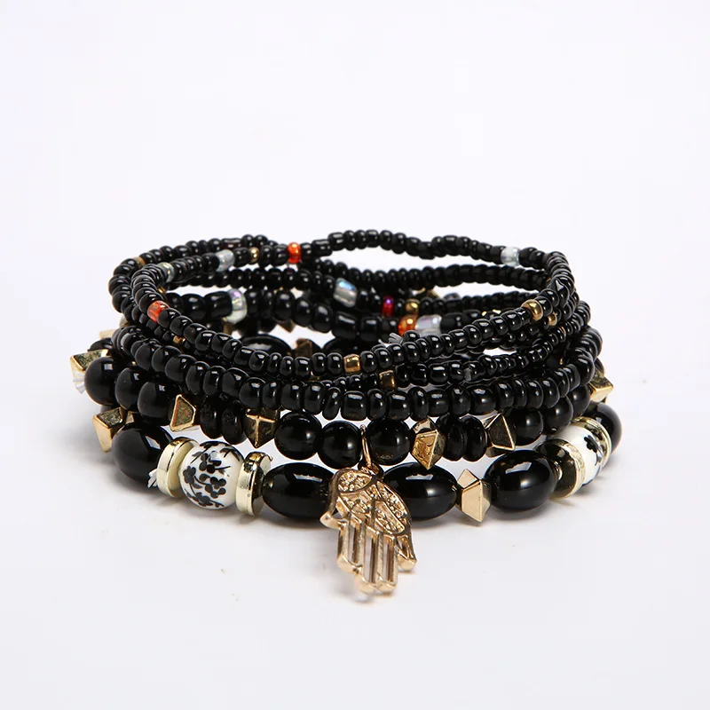 

2021 Sailing Jewelry Bohemian Palm Pendant Bracelet Multilayer Beaded Palm Bracelet Multilayer Palm Pendant Bracelet