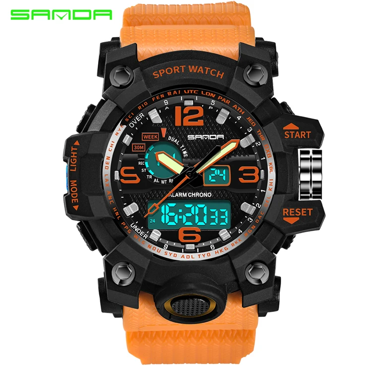 

SANDA 742 Sports Watches Men Military army Watch Top Brand Luxury Date Calendar LED Digital Wristwatches