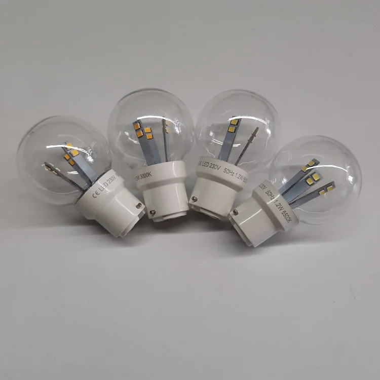 Raw material plastic G45 SMD led lamp 1w 2w 220v led bulb e27 b22 outdoor decorations