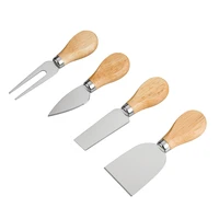

Fancy Gifts for Housewarming Customized 4 Pieces Stainless Steel Cutting Tool Knife Set With Wooden Handle Cheese Slicer Knives
