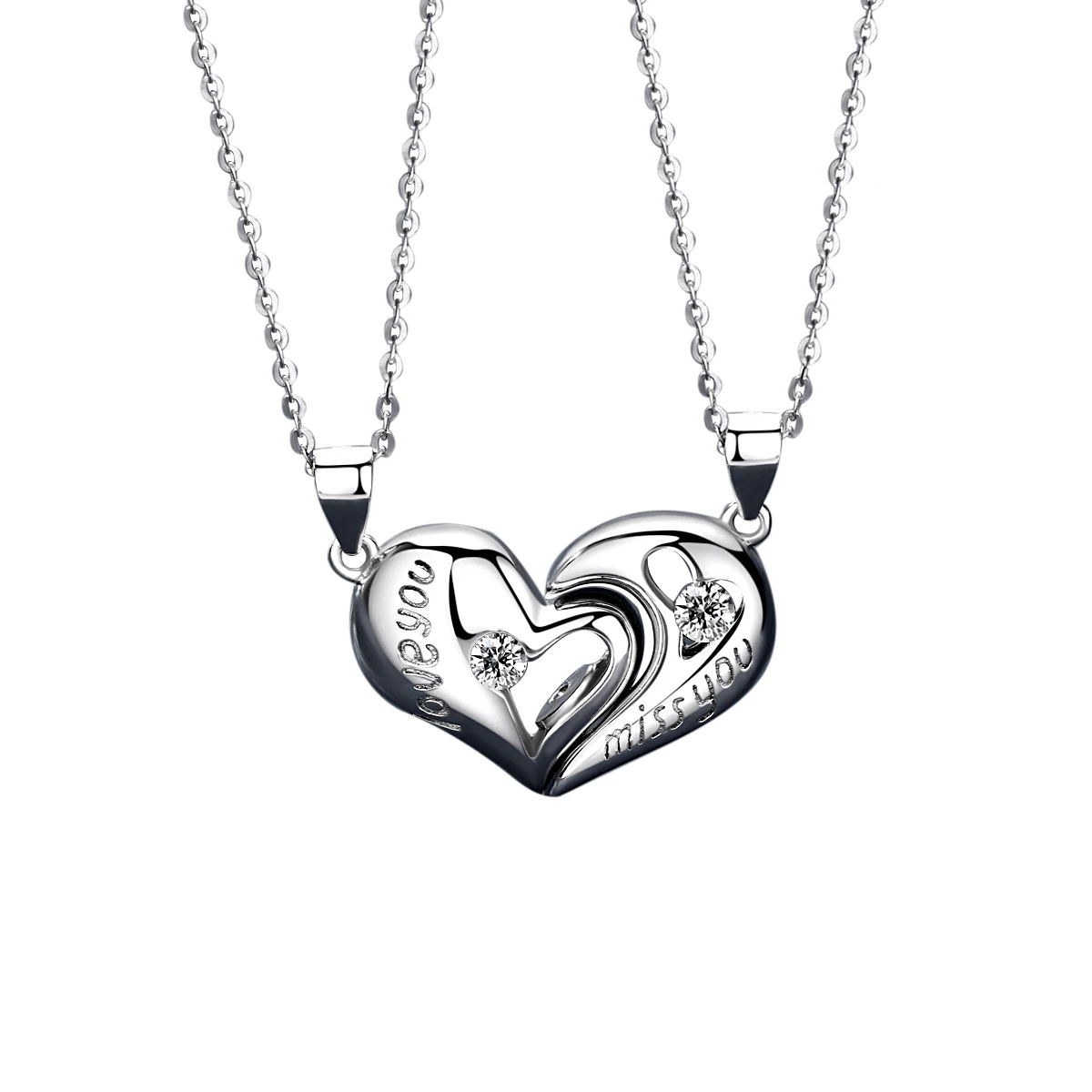 

Couples Jewelry 925 Sterling Silver Rotatable Magnetic Separable heart Shaped Necklace gift