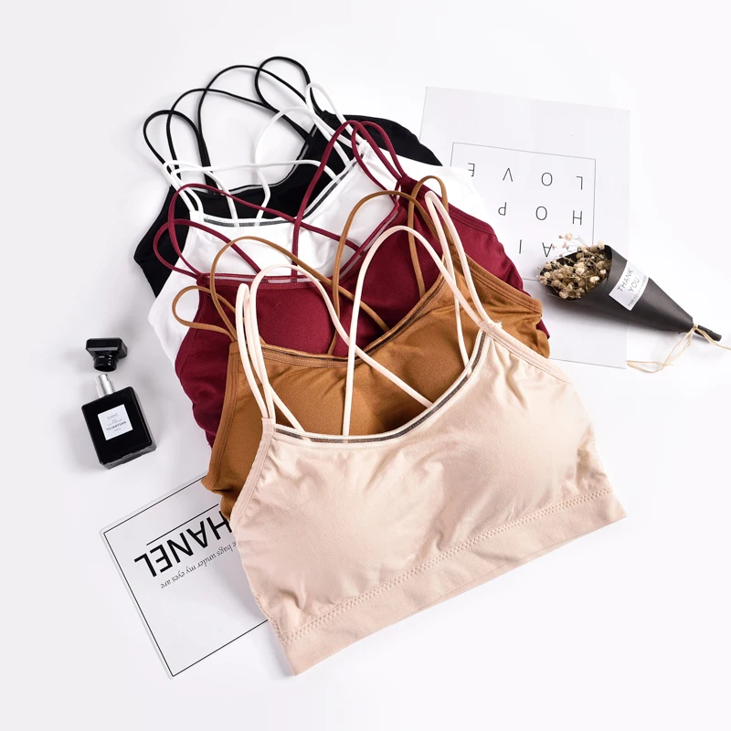 

Thread beautiful new design ultra thin Comfort strap bra Push up criss cross sports bra, Black, white, wine red,caramel, accept to custom.