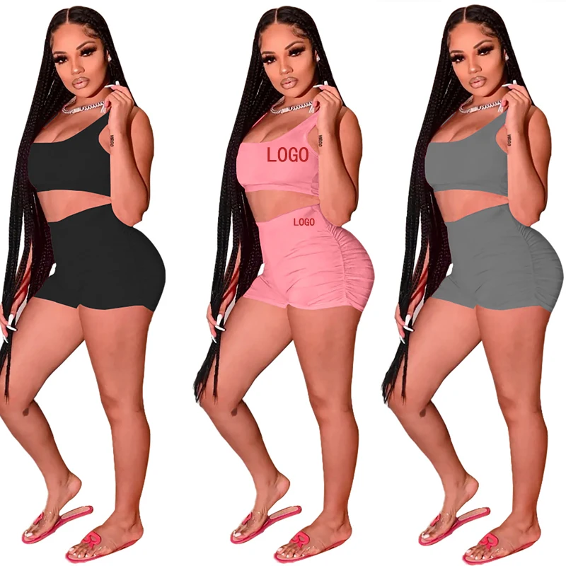 

High stretch and breathable workout clothes vest tops women sexy sports fitness vest two-piece set, Customized color/as show