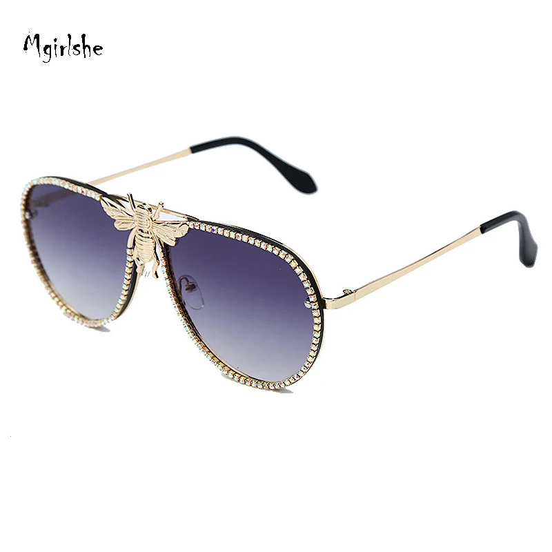 

Mgirlshe Fashion 2021 Personalized Bee Sunglasses Rhinestone Designer Handmade Sunglasses For Girls Women Summer Eyewear, Colors