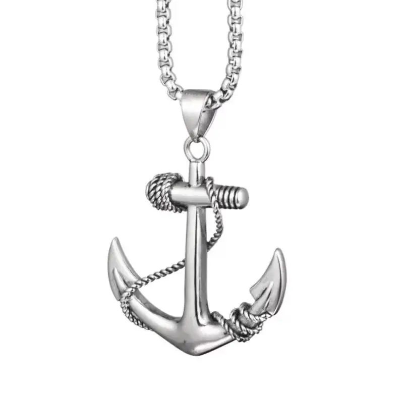 

European and American personality retro punk naval anchor men's Titanium Steel Pendant Necklace