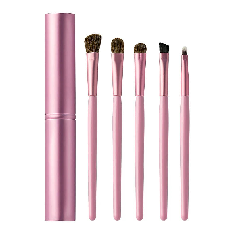 

Private label 5pcs portable eyeshadow brush set travel eye makeup brush set For Makeup Tool Kit, Rose gold,pink,black,