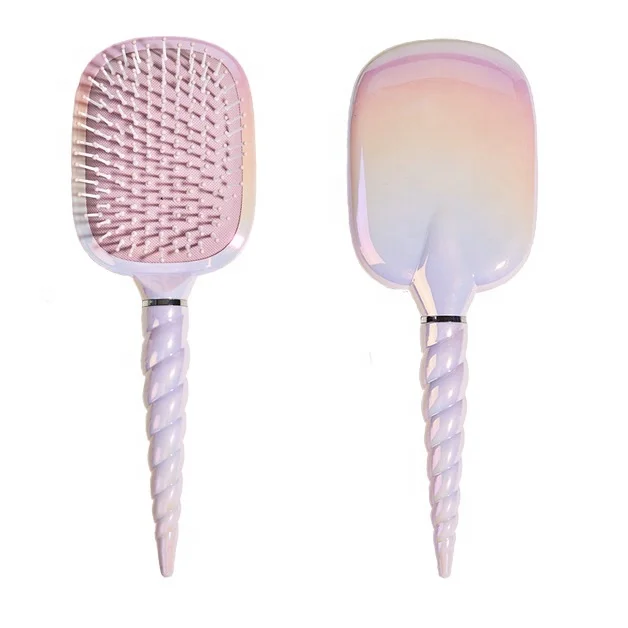 

New ins style pink gradient dazzle color air cushion hair brush with lovely UC handle massage dot detangling hair brush, Customized color