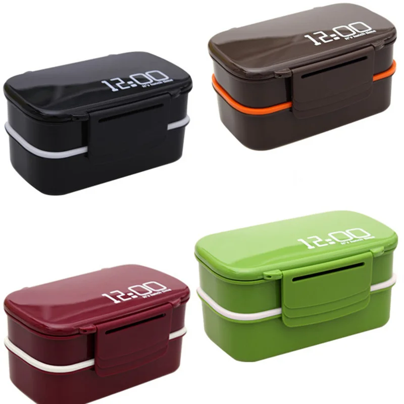 

1410ml Large Capacity Double Layer Plastic Lunch Box 12:00 Microwave Oven Bento Box Lunchbox Bpa Free Kitchen Food Container