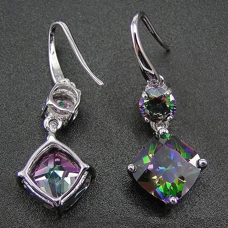 

Geometric Colorful Zircon Earrings Fashion Exquisite Temperament Earrings, Picture