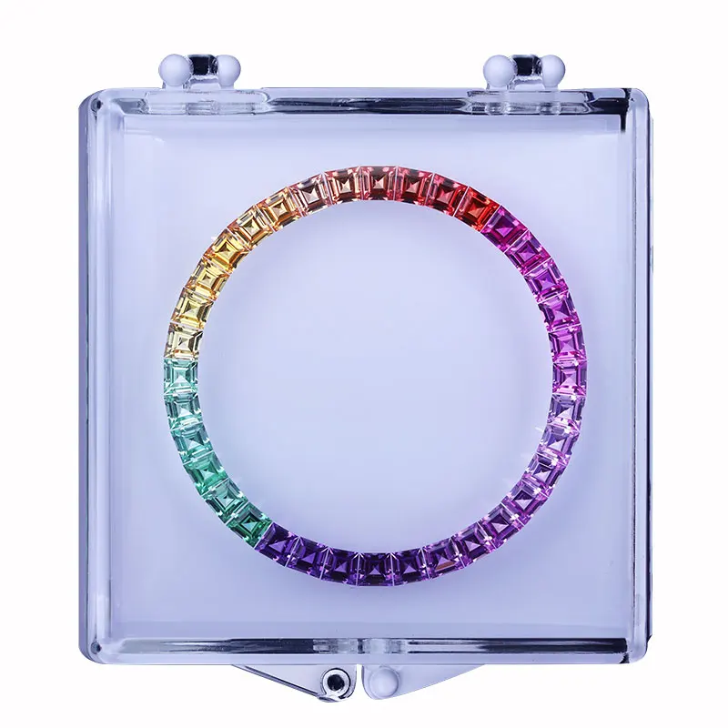

2021 Hot Sale 36pcs Cubic Zirconia Gradient Rainbow Gemstones 40mm Watch Bezel