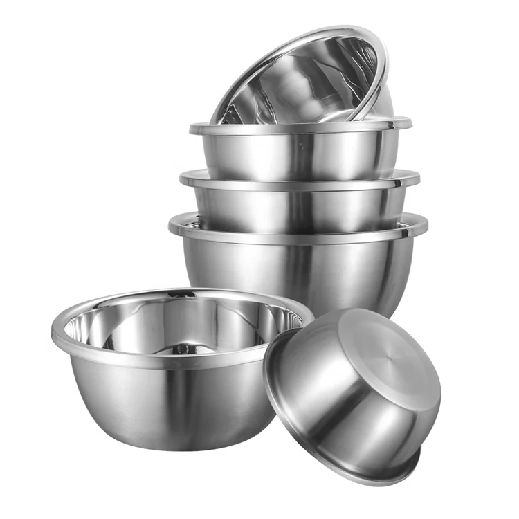 

Top Selling Stainless Steel Mixing Bowl Set With lid food container, Silver