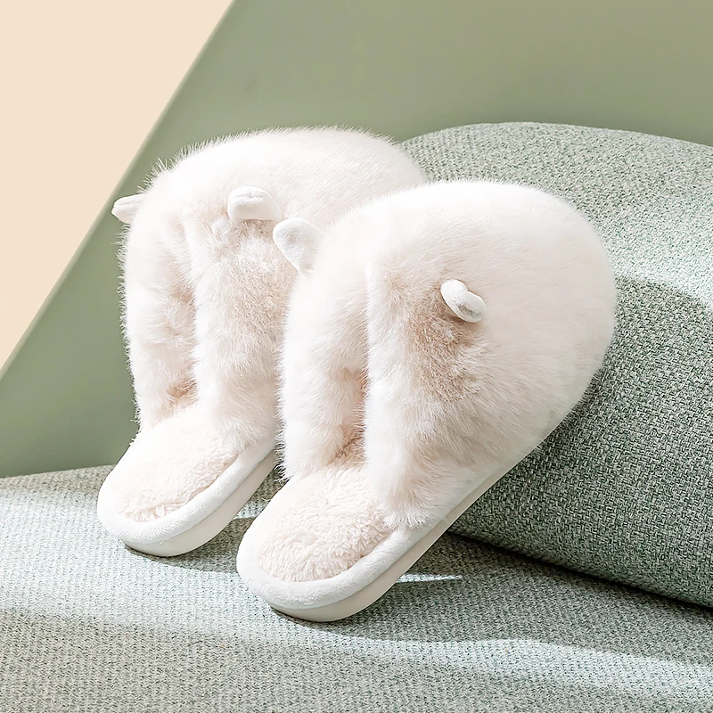 

Children's Home Cotton Slippers Rabbit Non-slip Indoor Warm In Winter Fluffy Slippers Pink Girls Shoes Slippers Kids