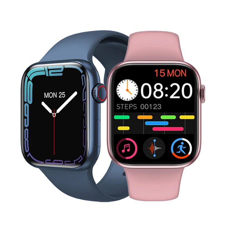 

HW67 Mini Smart Watch with Heart Rate Lady Play Music Waterproof IP67 Series 7 BT Call Sport Fitness Smartwatch for Mobile Phone, Black white pink blue