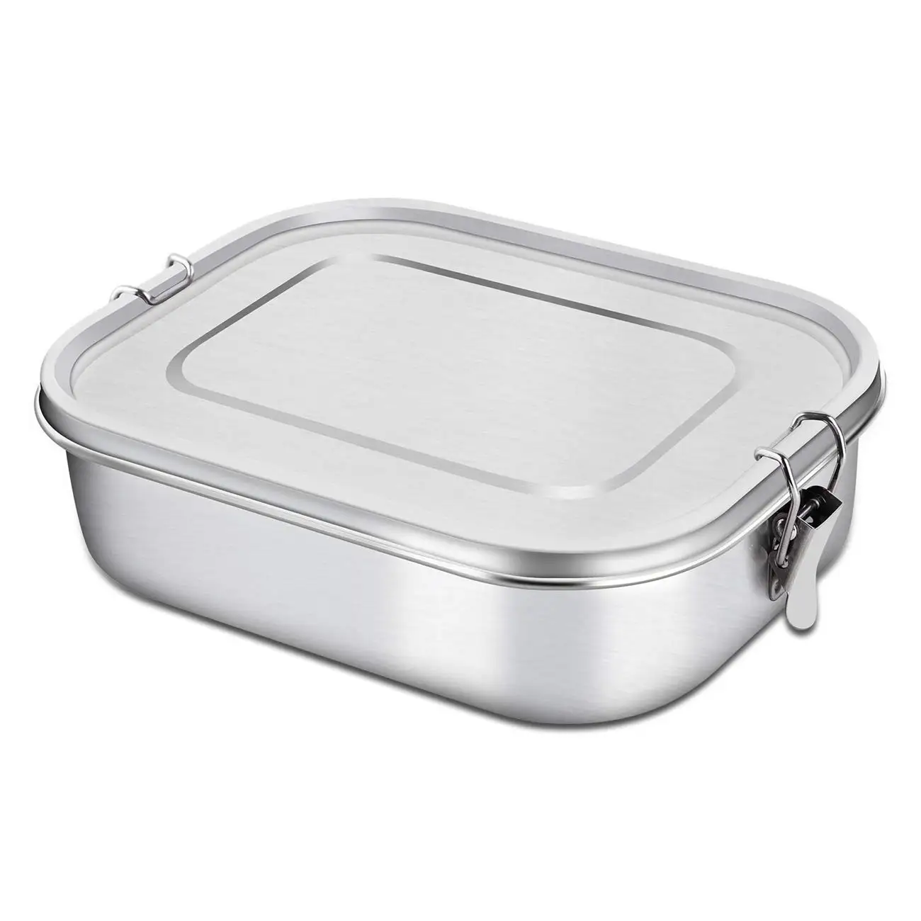 

18/8 Stainless Steel Leak-proof 49OZ High Quality Square Tin Bento Lunch box Food Containers With Lock Clips, Customized color acceptable