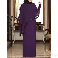 

High quality pure color Chiffon irregular shawl dress muslim abaya