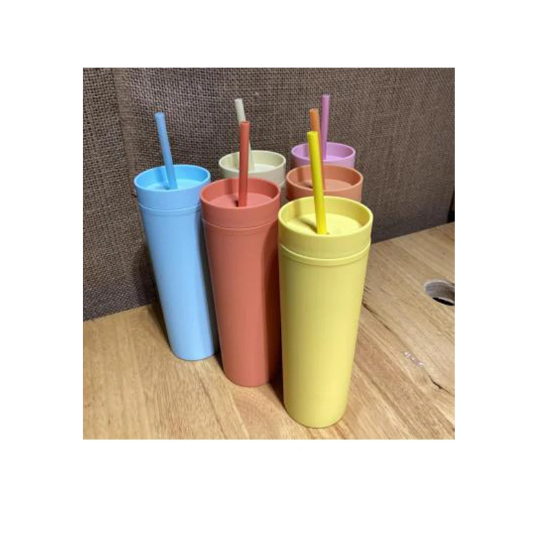 

China Promotional Products Plastic Dome Reusable Plastic Frosted Water Cup With Straw