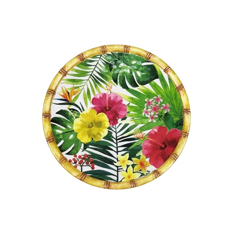 

Exquisite Pattern Decoration Round Melamine Sanck Plate