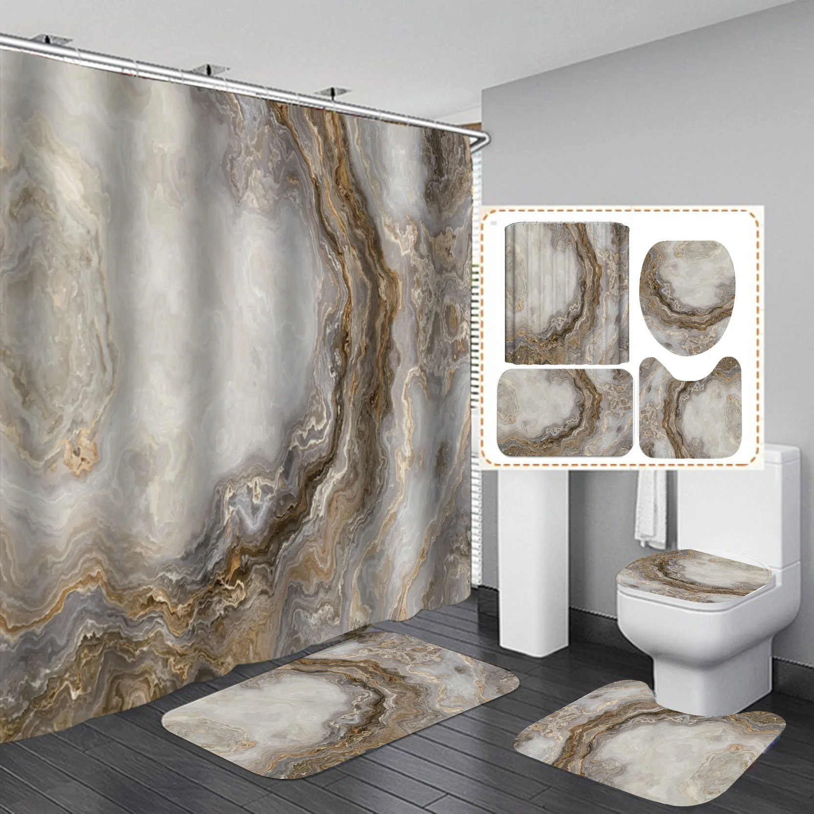 

Factory Customized New Marble Pattern Waterproof And Mildew Proof Shower Curtain, Customized color