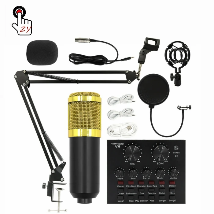 

Microphone Professional Dynamic Microphone Microfone Soundcard For Podcast Gaming Sound Card Headphone Speaker Bundle