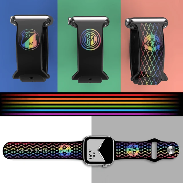 

Dual Color Laser Engravable Two Tone Rainbow Silicone Apple Watch Band Rainbow Engraving Watch Band, Various colors