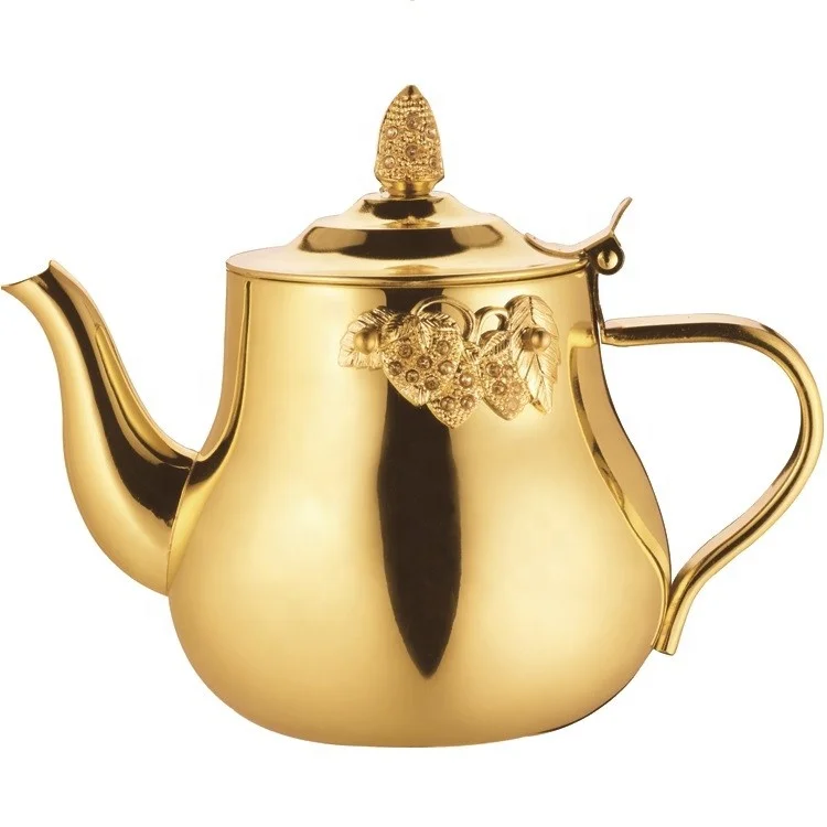 

Hot sale Belly shape gold Color stainless steel arabia TURKISH 3 pcs tea coffee pot set, Normal / orange/ gold and son on