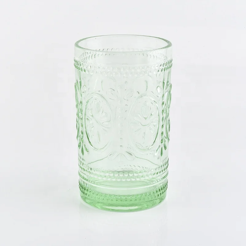 Luxury green emboss Glass bathroom accessories four sets