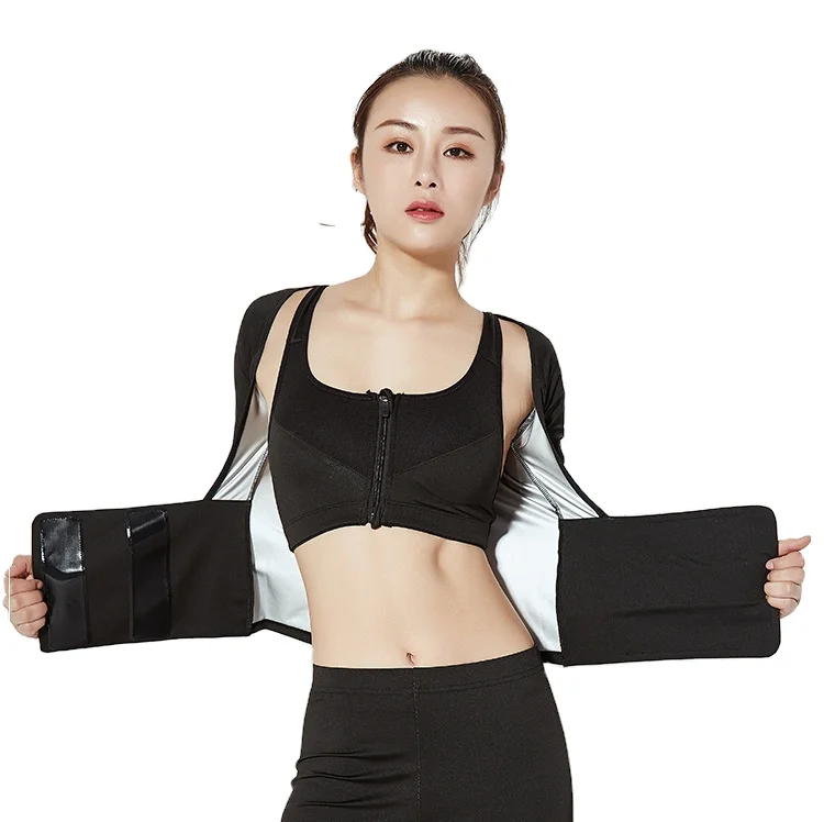 

sauna suit women sweat waist trainer tank top shirt and pants 3 pieces fitness clothing gym sportswear slimming suit, Pink gray yellow red black blue green purple