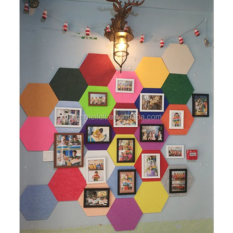 Felt Bulletin Board Hexagonal Wall Cork Board Sets Memo Photos Display