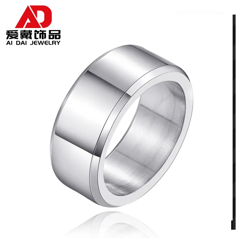 

Simple inside and outside flat matte brushed titanium steel ring retro silver men's hipster hip-hop ring